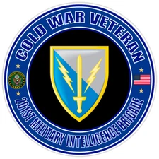 Cold War Veteran 201st Military Intelligence Brigade Bumper Sticker Decal 5"