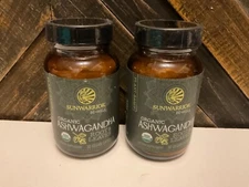 2 x SunWarrior Be-Well Organic Ashwaghanda  USDA Organic Vegan Capsules 60ct