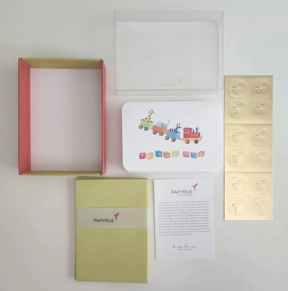 Tarjetas de agradecimiento de cumpleaños o baby shower de papiro con sobres y pegatinas - lindas Foto 2 de 4