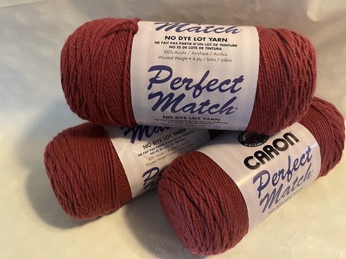 Lot of 3 Caron Perfect Match No Dye Lot Yarn Skeins Acrylic 7763 Roseberry red