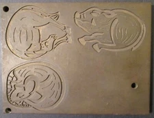 Vintage Heavy Brass PRINTING PLATE with THREE ANIMALS ~ Sunset ~ 4 1/8” x 5 1/2"