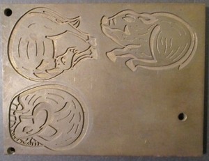 Vintage Heavy Brass PRINTING PLATE with THREE ANIMALS ~ Sunset ~ 4 1/8” x 5 1/2"
