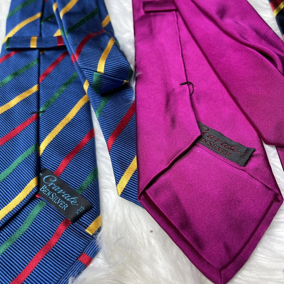 Corbata Ben Silver Charleston Classic Rep pura seda inglesa lote de 3 60 largas Foto 4 de 4