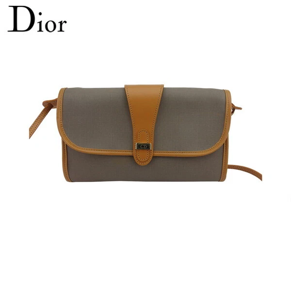 Sac bandoulière Dior 2WAY plaque CD gris beige PVC x cuir authentique occasion T22511