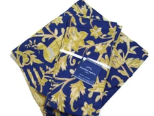 Pottery Barn Blue Yellow Floral Bird Hanukkah Dinner Napkin Napkins Set of 4 New