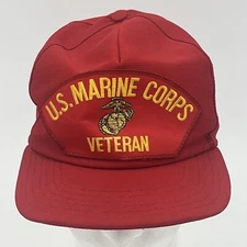 US Marine Corps Veteran - Vintage 80s USA Red Cap - SnapBack MeshBack Hat - VGUC
