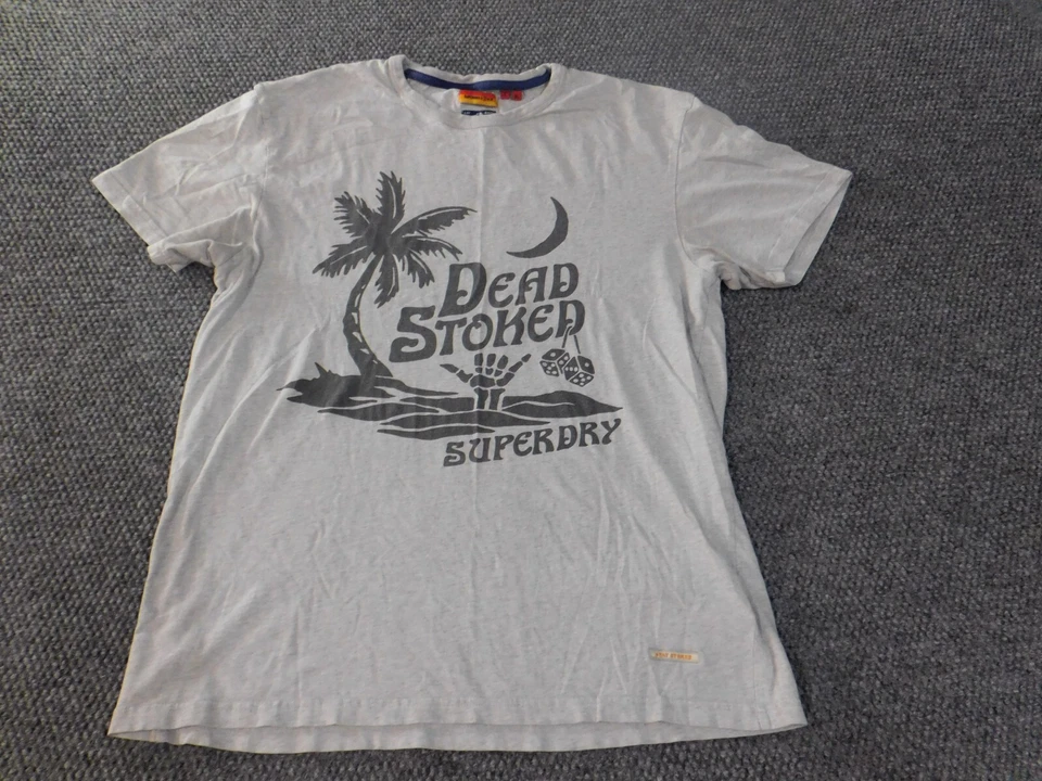 superdry t shirt men XL white graphic stoked island tree - Image 2 of 4