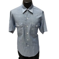 Vtg 50's Penneys Big Mac Blue CHAMBRAY Mechanic Work SHOP Worker 50/50 Shirt XL