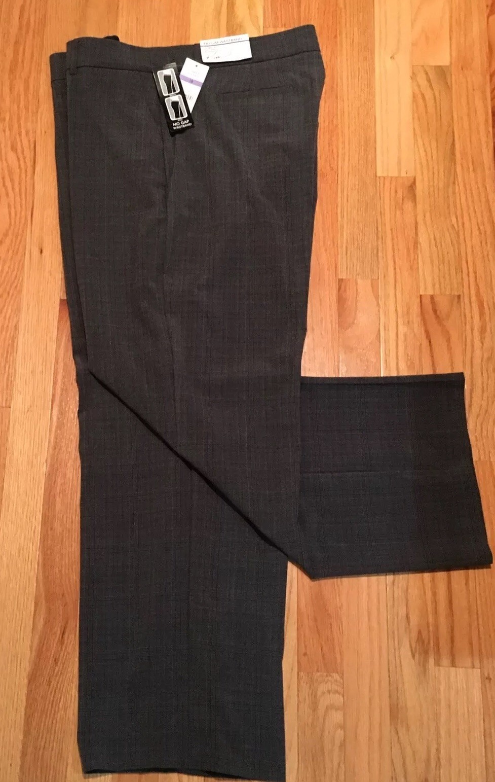 Kim Rogers No Gap Waist Womens Flat Front Career Casual Pants Sz 18 Trouser Gray