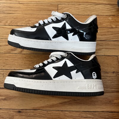 Size 6.5 - A Bathing Ape BAPE BLACK x Bapesta White Black | eBay