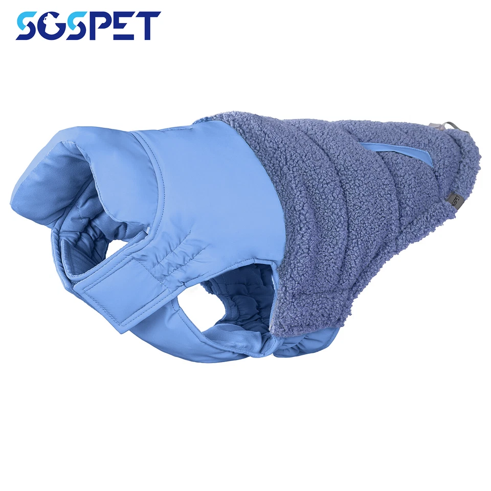 Abrigo a prueba de viento para perro chaqueta para nieve chaleco correa ajustable S-4XL azul nuevo Foto 2 de 4