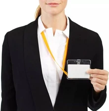 100 Clear Plastic ID BADGE HOLDERS/HORIZONTAL SLEEVE 4inch x 3 inch