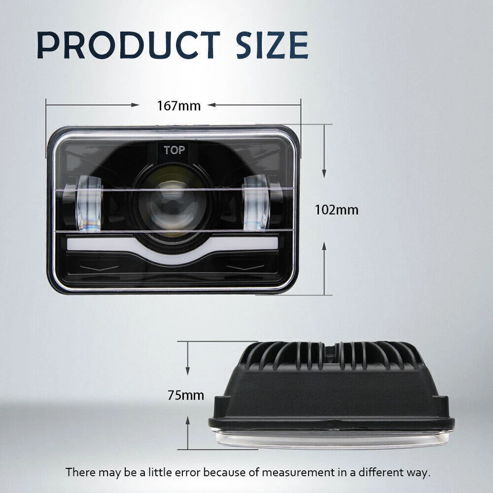 For 1982-1987 Chevrolet El Camino NEW 4PCS 4x6"LED Headlights DRL Hi/Lo Beam DOT - Image 4 of 4