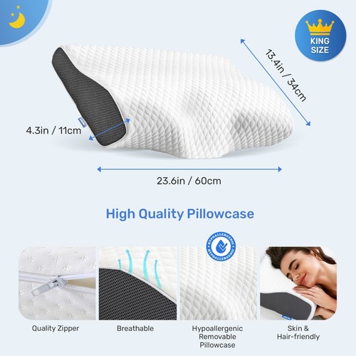 ~ DERILA® ~ Cervical Memory Foam Contour Pillow | Ergonomic Neck, Back Support - Picture 12 of 15