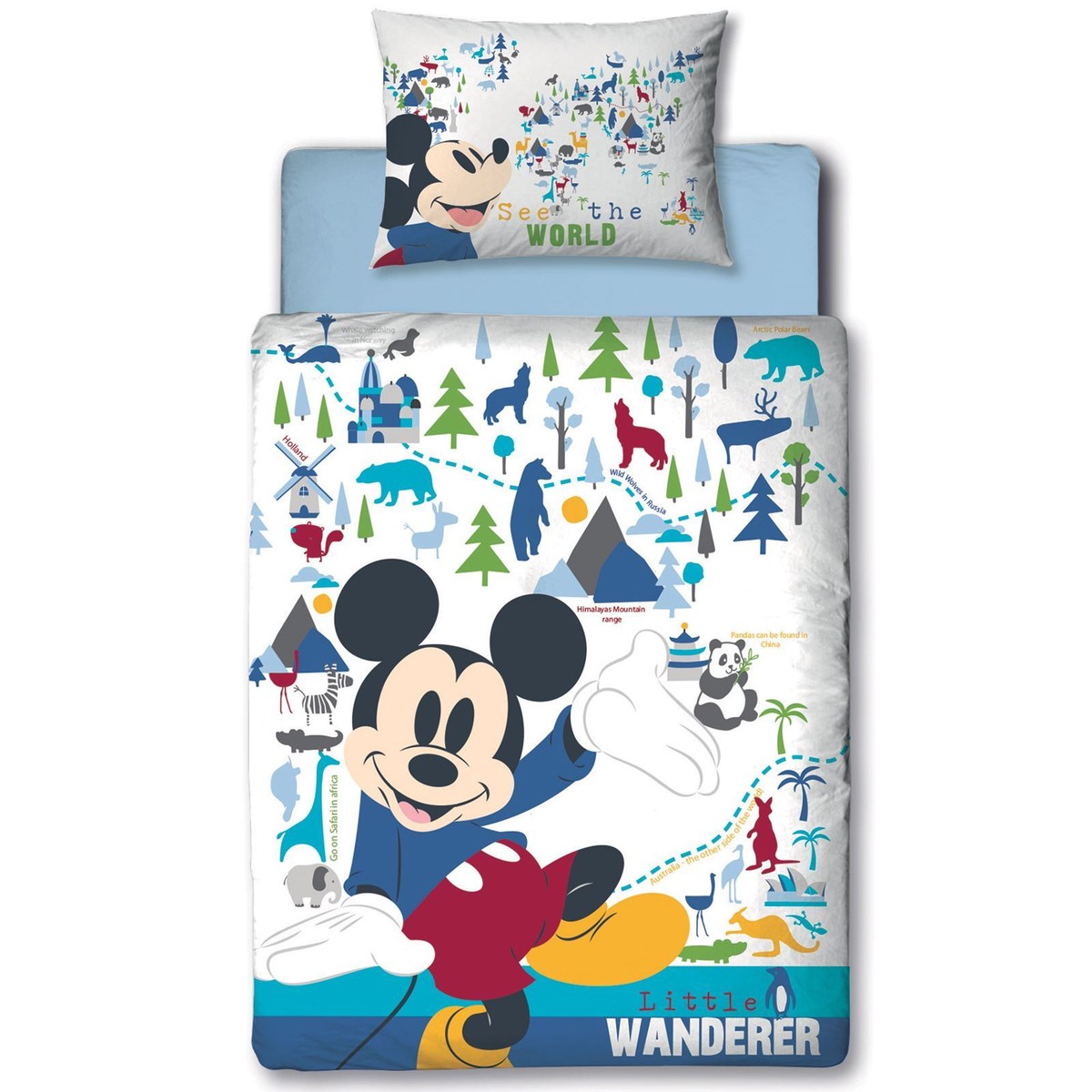 DISNEY MICKEY MOUSE WANDERER JUNIOR DUVET COVER SET TODDLER BOYS