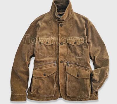 Corduroy Jacket Men's Safari Jacket Western Coat Vintage Casual