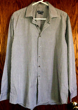 Kenneth Cole Unlisted Men's Dress Shirt Button Down Slim Fit Gray Checked Sz Lg