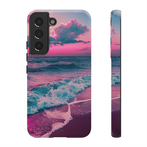 For iPhone | Samsung Galaxy | Pixel Phone Case - Pink Tranquil Beach Waves Neon - 第 154/191 張圖片
