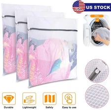 3× Zipped Wash Bag Mesh Net Laundry Washing Machine Lingerie Underwear Bra Socks