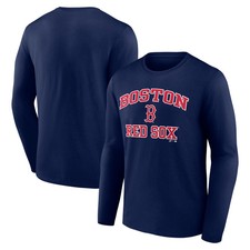 Men's Logo Athletic Navy Boston Red Sox Heart  Soul Long Sleeve T-Shirt