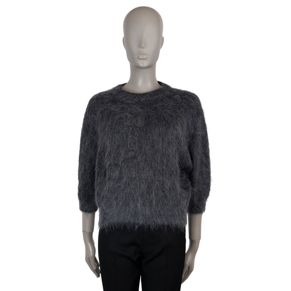 73052 authentischer BRUNELLO CUCINELLI grauer Mohair 2019 MONILI BE A GOOD ONE Pullover S