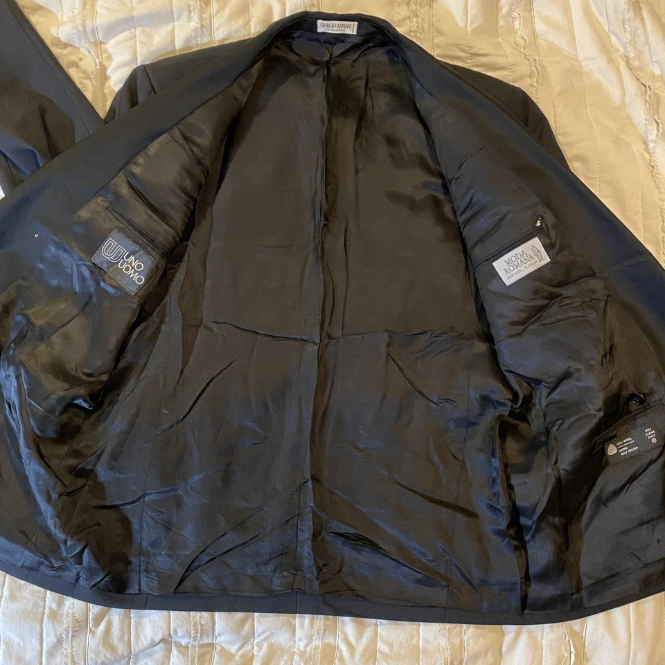 Giorgio Armani смокинг куртка мужская 40 короткие Collezioni двубортный шерсти Италии - Изображение 2 из 4