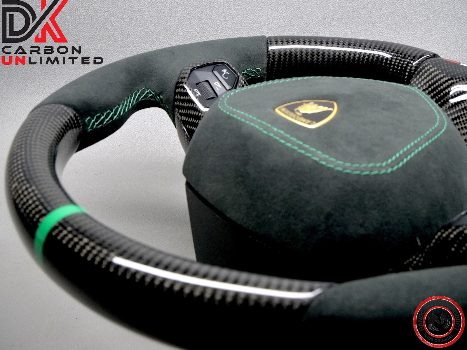 Lamborghini Aventador LP700 LP750 Green Ring Alcantara Carbon Steering Wheel v4