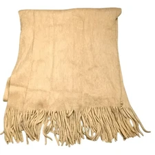 Steve Madden One Size Beige Brown Soft Blanket Fringe Scarf