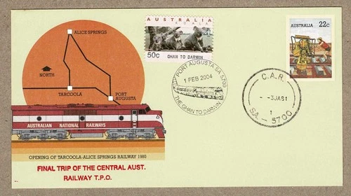 Australia 1981 Central Aust Railways Upgraded to 2004 Ghan to Darwin Train Cover