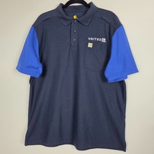 Carhartt United Airlines Uniform 103635 Mens Large Short Sleeve Blue Polo Shirt