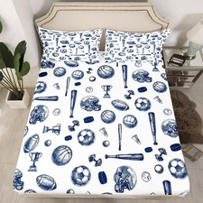 Feelyou Kids Sports Bedding Set Twin Size Soft Baseball Football Soccer Themed