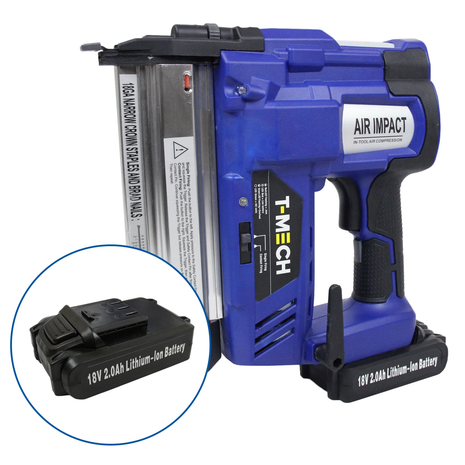 Agrafeuse-cloueuse sans-fil 18V 2-en-1 avec batterie Li-Ion pour pose de plinthes en bois