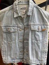 Original JORDACHE Light Blue Washed Denim Vest. Made In Hong Kong VINTAGE LARGE