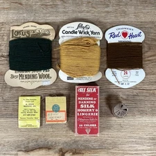 Vintage Mending Thread, Silk, Wool And Cotton