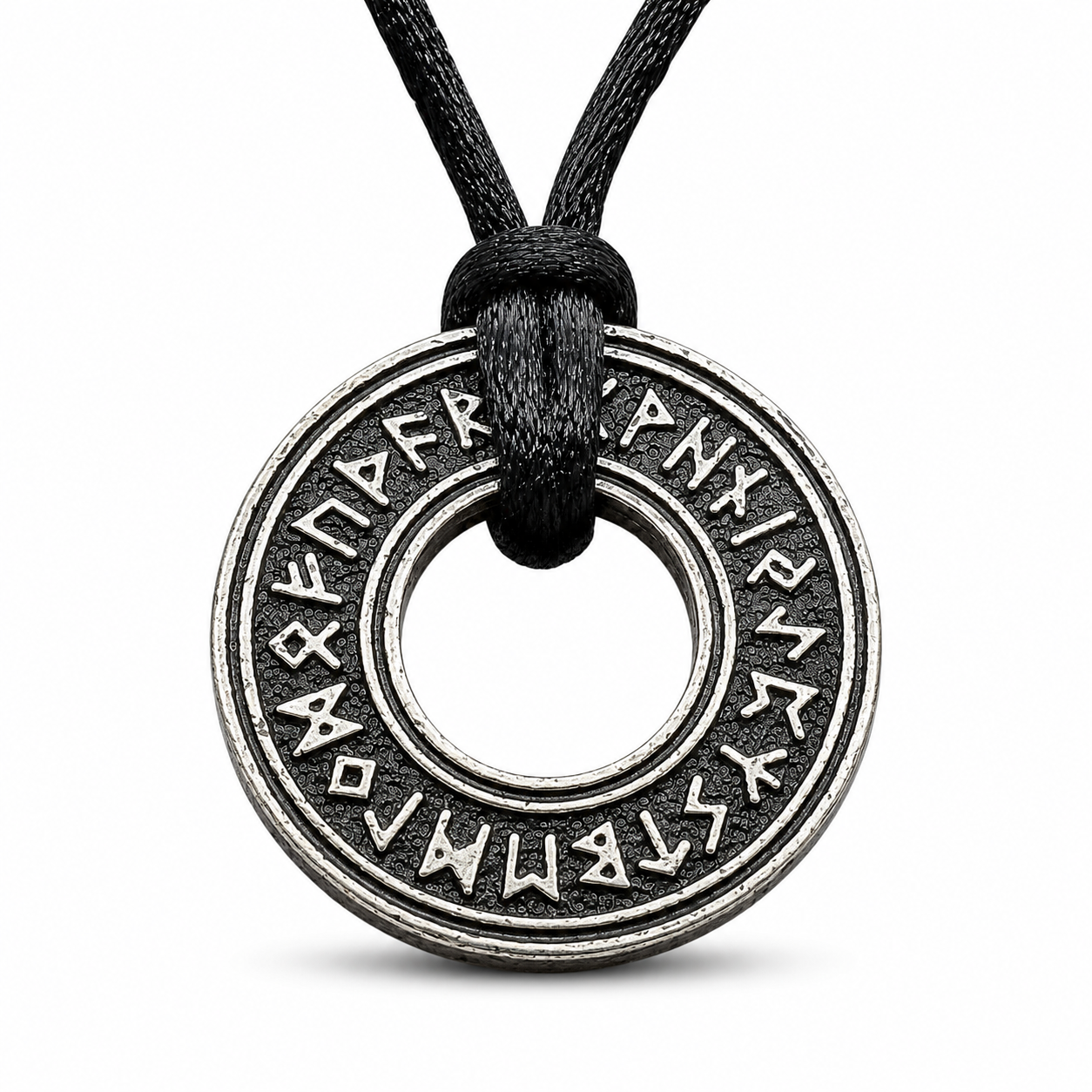 Elder Futhark Rune Pendant 33"" Necklace Viking Norse Runic Wheel 26mm Amulet