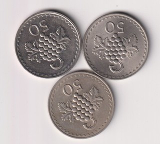 CYPRUS Κύπρος Kıbrıs Lot 3pcs 50 Mils 1982 BU grade (AJ646)