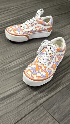 Vans Old Skool Stacked UV Ink Peace Platform Purple EDM Festival Women s Size 8