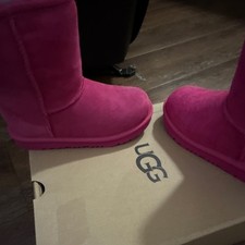 UGG Kids Classic II Pink Suede Pull-On Mid-Calf Snow Boots US 1 EU 32.5