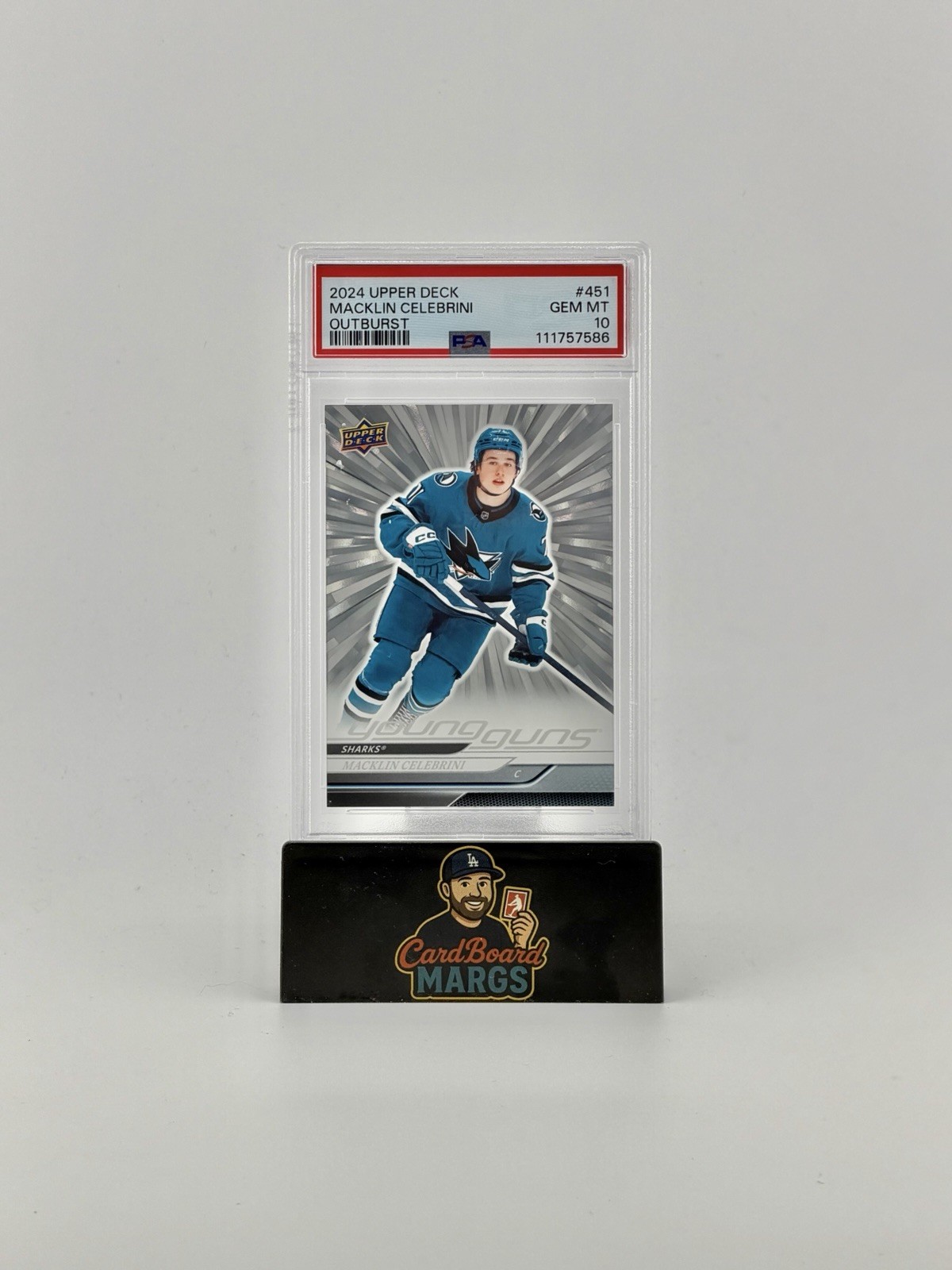 2024 Upper Deck #451 Macklin Celebrini Outburst Silver Young Guns PSA 9 Rookie