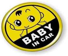 BestLicensePlateFrames Baby in Car 3D Domed CAR Emblem Badge Sticker Round
