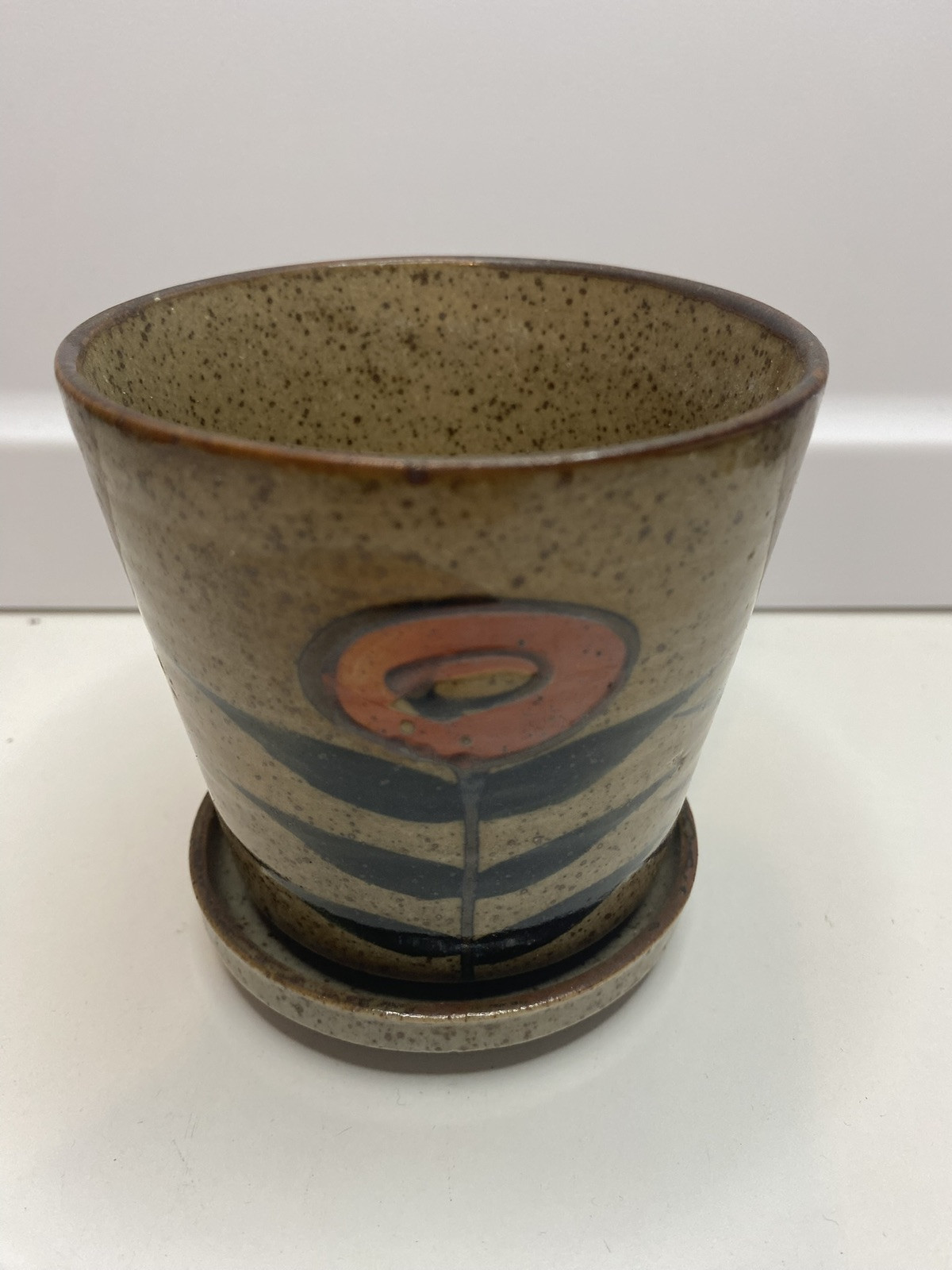 Vintage Otagiri Japan Style Flower Pot Planter Wild Flowers with Under plate