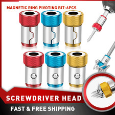 6 x Screwdriver Head Magnetic Ring Pivoting Bit Tip Screw Holder Magnetizer
