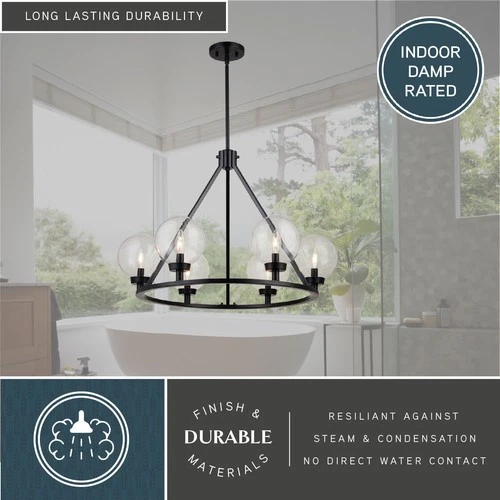 Vaxcel Lighting H0277 Lander 6 Light 28"W Ring Chandelier - Black - Picture 8 of 12