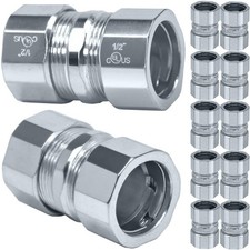10 Pack Steel Compression Rigid Coupling 1/2 Inch Zinc Plated Threadless