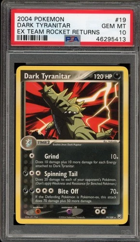 Pokemon Dark Tyranitar EX Team Rocket Returns Rare #19 PSA 10 Gem Mint