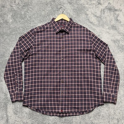 UNTUCKit Shirt Mens 3XL Red Blue Plaid Taurino Performance Flannel Stretch