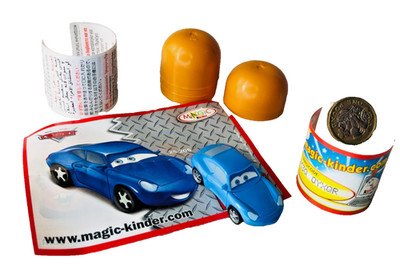 Kinder Ei Spielzeug Disney Cars komplett blau Auto Oldtimer ra