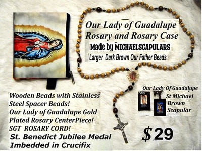 Our Lady Of Guadalupe Scapular, Rosary and  Case