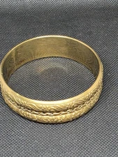 Vintage Gold Tone Bangle Bracelet  Textured Embossed Floral & Brade Bojo 8...