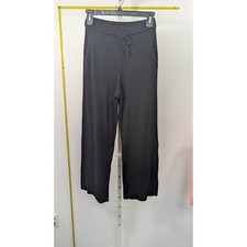 Uniqlo Ribbed Knit Wide Leg Pants Black Drawstring Lounge Trousers 473802 Small